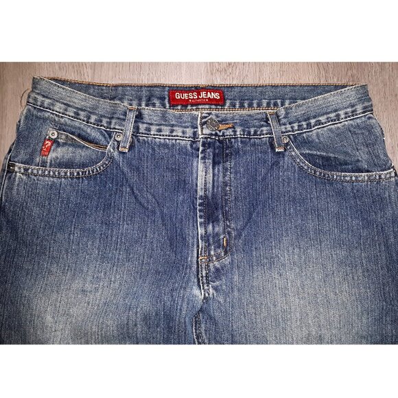 Vintage Guess Boot Cut Flared Jeans Size 29 Distressed Denim Wide Leg Retro - Picture 2 of 7